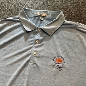 Peter Millar Polo Shirt Mens XXL 2XL Blue White Kiawah The Ocean Course